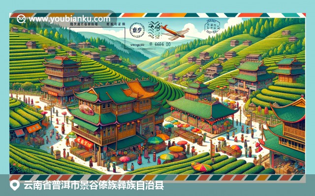 云南景谷傣族彝族自治縣茶園、傳統(tǒng)建筑和市場場景的多元文化呈現(xiàn)