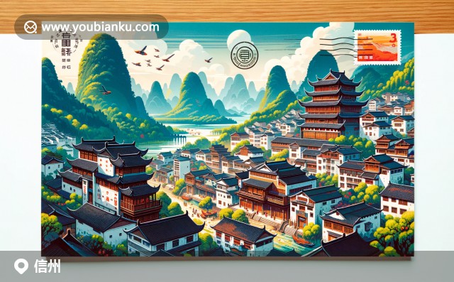 壯麗的三清山、天井古宅與徽派建筑 - 上饒信州的文化遺產(chǎn)郵票明信片