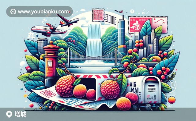 廣州市增城市特色 - 白水寨瀑布郵票藝術(shù)、荔枝元素與航空郵件設(shè)計(jì)