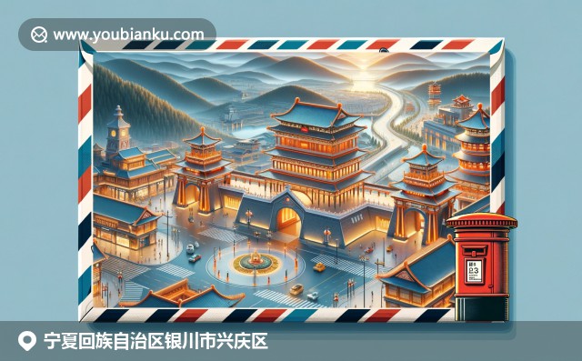 寧夏歷史與文化的結(jié)合，展示西夏王陵壯麗景色和銀川標(biāo)志性建筑，融入葡萄和枸杞特產(chǎn)