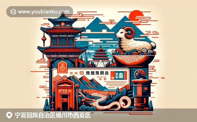 寧夏特產(chǎn)與郵政元素相結(jié)合，展現(xiàn)西夏王陵與沙漠風(fēng)光，彰顯地區(qū)獨(dú)特魅力