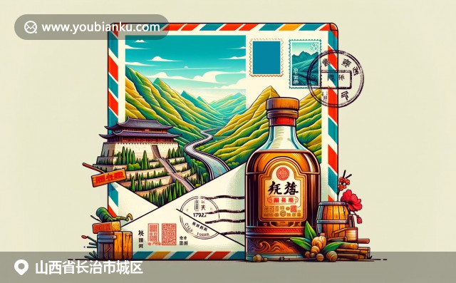 山西長治地域特色，壺關(guān)古道與山西老陳醋元素完美融合，展現(xiàn)郵政文化