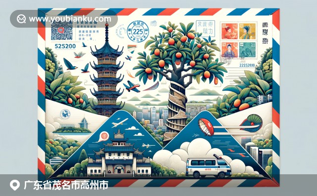 廣東高州市的郵政元素與傳統(tǒng)文化的跨界融合，展現(xiàn)出現(xiàn)代插畫風(fēng)格