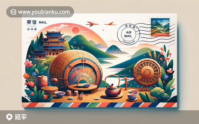 延平區(qū)插圖：武夷山景色、傳統(tǒng)茶道與土樓，展示南平深厚的歷史和自然之美