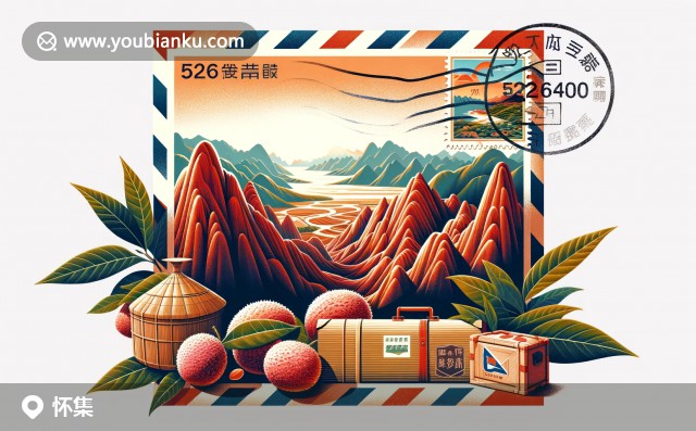懷集縣郵票：丹霞山風景與荔枝、龍井茶葉的象征