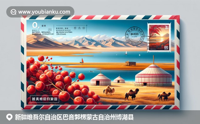 新疆博湖縣文化元素融入航空郵件設計，展現巴音布魯克湖、蒙古包和紅棗