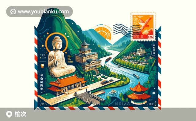 創(chuàng)意插畫：榆次郵政編碼030600，展現(xiàn)山西傳統(tǒng)與郵政元素的融合