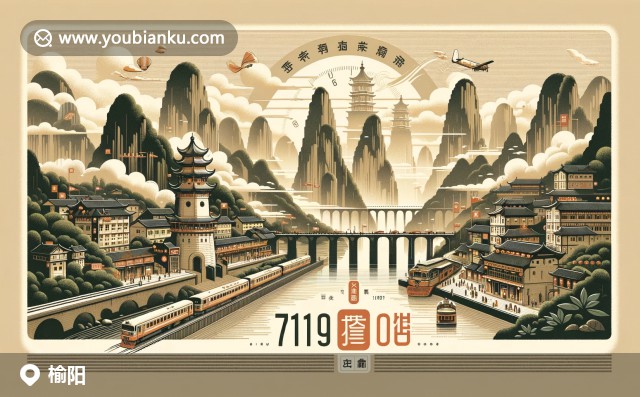 榆陽區(qū)特色：航空信封上的榆林窯洞、老城墻與沙棘，象征郵編719000的中國郵政文化