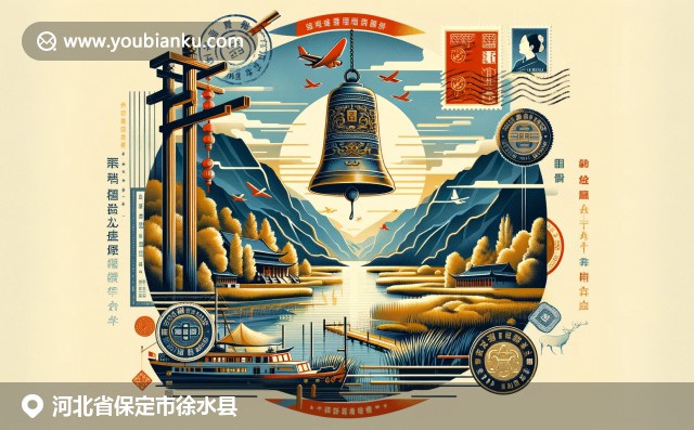 保定鐘、野三坡景區(qū)與郵政元素的完美結(jié)合，展現(xiàn)徐水縣的歷史文化與自然風(fēng)光，迎合現(xiàn)代審美趨勢