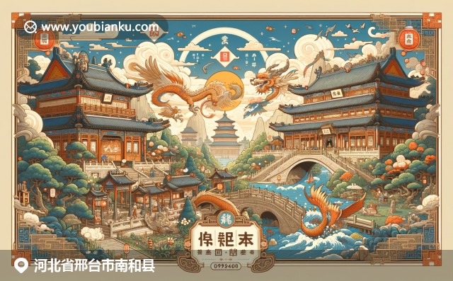 現(xiàn)代創(chuàng)意明信片，結(jié)合南和縣地域特色展現(xiàn)歷史建筑、特色食品和文化象征