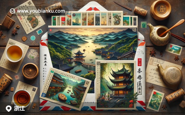 浙江文化與自然景觀的多元融合：西湖、良渚古城和龍井茶，展示郵政傳統(tǒng)