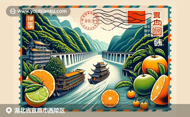 宜昌水域文化與工程成就的完美結(jié)合，傳統(tǒng)帆船、三峽大壩和當(dāng)?shù)馗涕俟餐L就豐富多彩的風(fēng)景