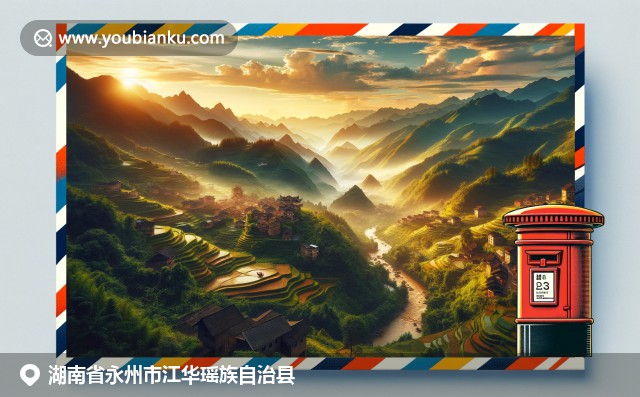 湖南江華瑤族自治縣，展現(xiàn)南洞山自然風(fēng)光與瑤族建筑特色，融入竹筍、刺繡和釀酒文化