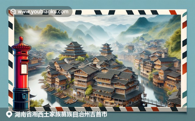 湘西風(fēng)情展現(xiàn)：鳳凰古城建筑、土家苗族服飾和航空郵件元素的綜合表現(xiàn)