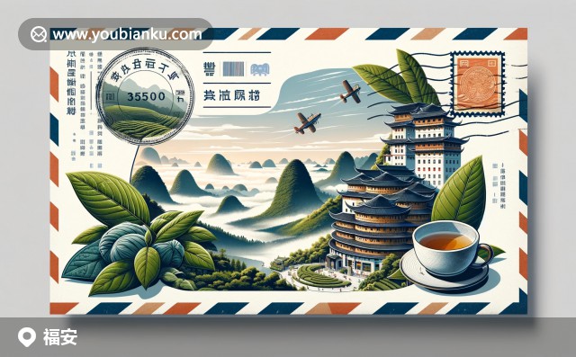 福安市風(fēng)光：雄偉太姥山，白茶文化與特色土樓 - 明信片設(shè)計(jì)，郵編355000