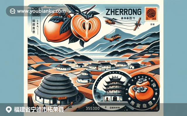 柘榮縣自然風(fēng)光、農(nóng)業(yè)遺產(chǎn)和土樓建筑的多重融合，展現(xiàn)梅花山保護(hù)區(qū)、柿子文化和福建土樓，融入中國(guó)風(fēng)郵政元素
