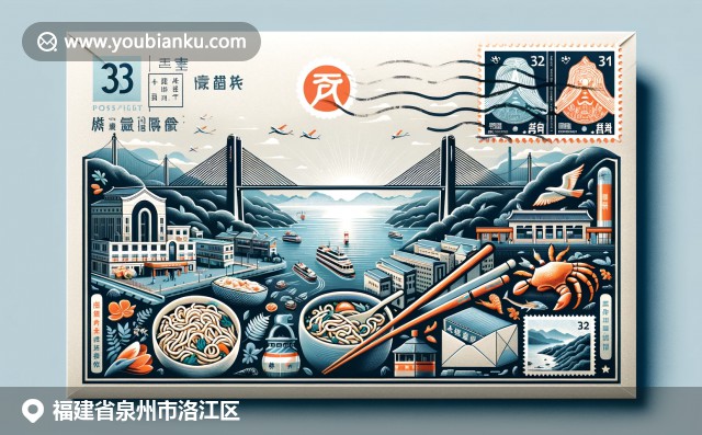 現(xiàn)代創(chuàng)意描繪福建泉州洛江區(qū)文化特色：開(kāi)元寺建筑、泉州白茶與明信片