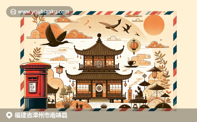 福建南靖縣文化融合：土樓、茶葉和風(fēng)箏在現(xiàn)代明信片中生動(dòng)展現(xiàn)
