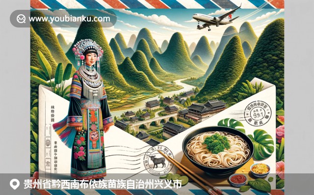 興義市自然壯美與苗族文化，貴陽牛肉粉美食展現(xiàn)于航空郵件信封