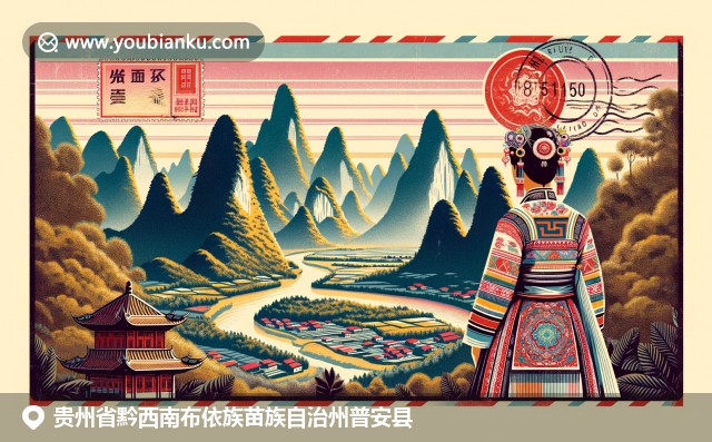 貴州普安萬峰林與苗族文化的融合，展現(xiàn)自然景觀與傳統(tǒng)服飾，詮釋經(jīng)典郵政元素
