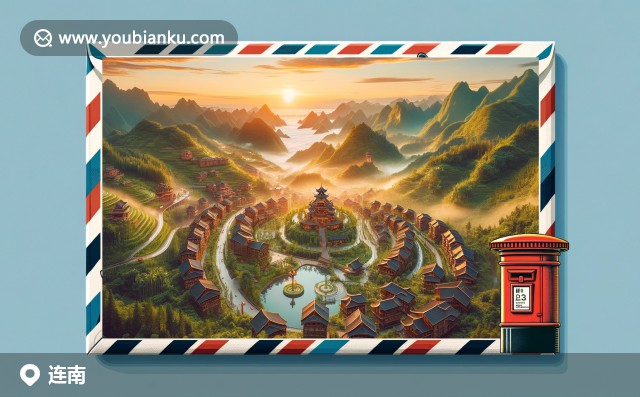 廣東省清遠(yuǎn)市連南瑤族自治縣郵編513300，展示瑤族銀飾、山水風(fēng)光與盛開(kāi)茶花
