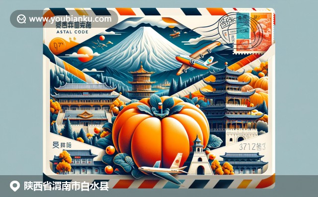 陜西白水縣文化多元，展現(xiàn)華山美景、當(dāng)?shù)厥磷雍蛡鹘y(tǒng)古建筑，融入郵政元素